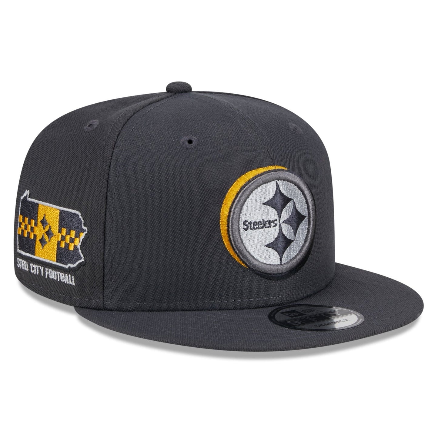 New Era 9Fifty Graphite Pittsburgh Steelers 2024 Draft Snapback