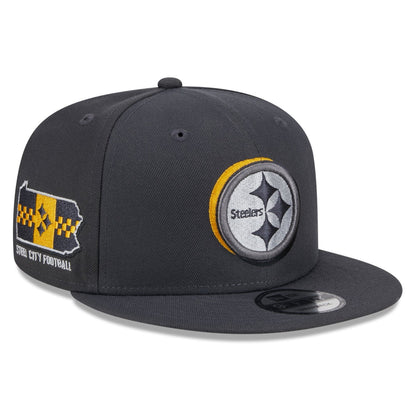 New Era 9Fifty Graphite Pittsburgh Steelers 2024 Draft Snapback