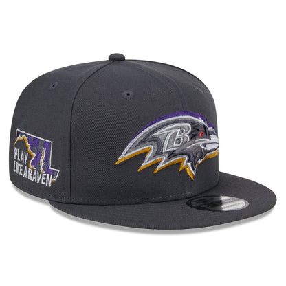 New Era 9Fifty NFL Graphite Baltimore Ravens 2024 Draft Snapback